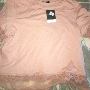 Pink crop top with lace